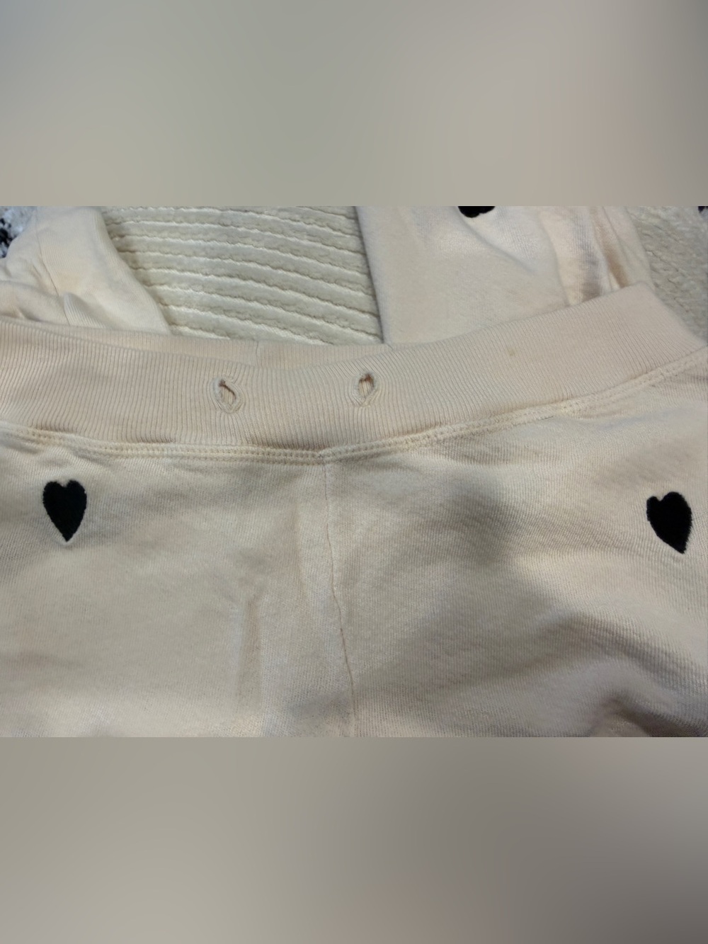 The GREAT. Heart Print Joggers Size 0 Cream Cotton Sweatpants Cozy Lounge Pants - Picture 9 of 12